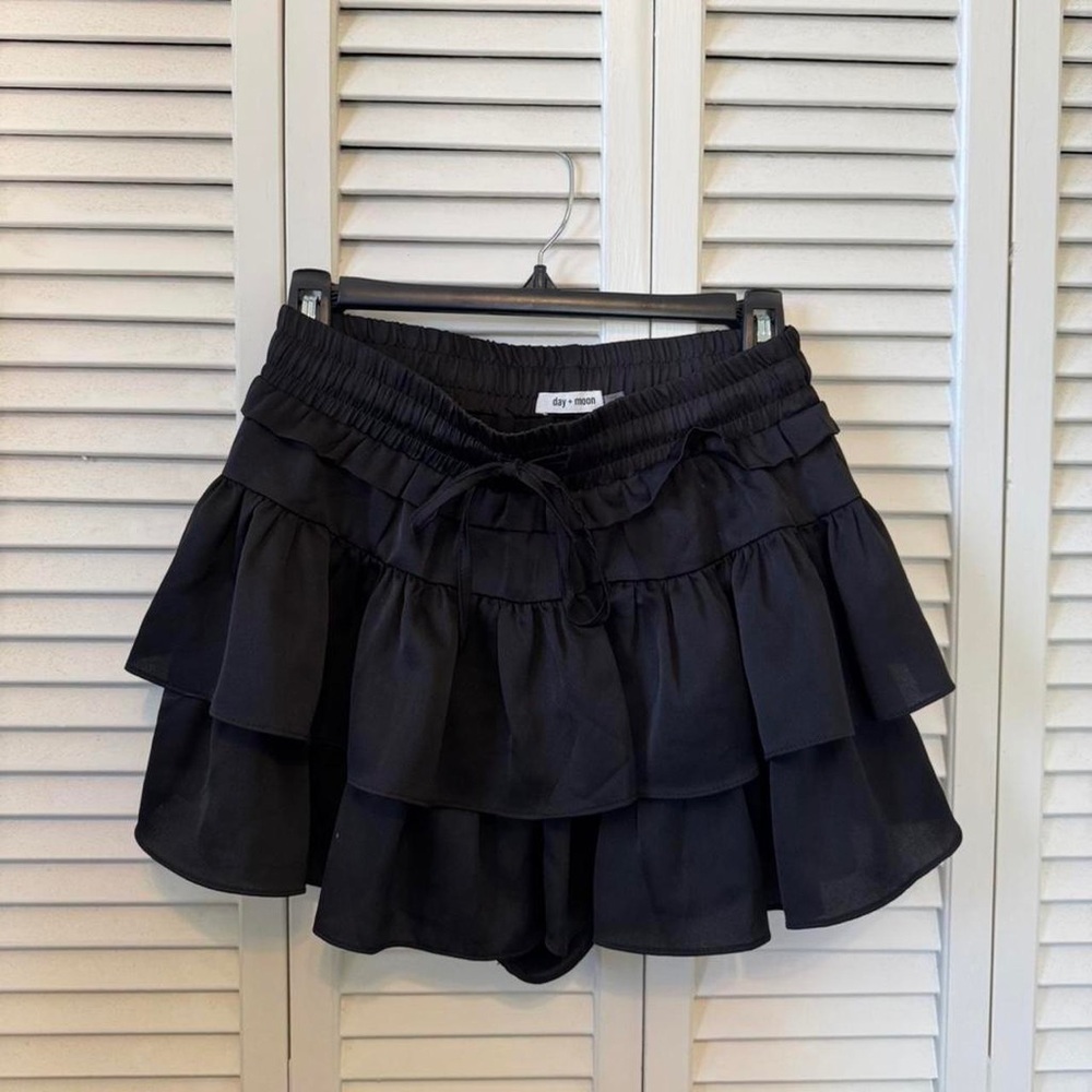 Black Tiered Ruffle Mini Skirt